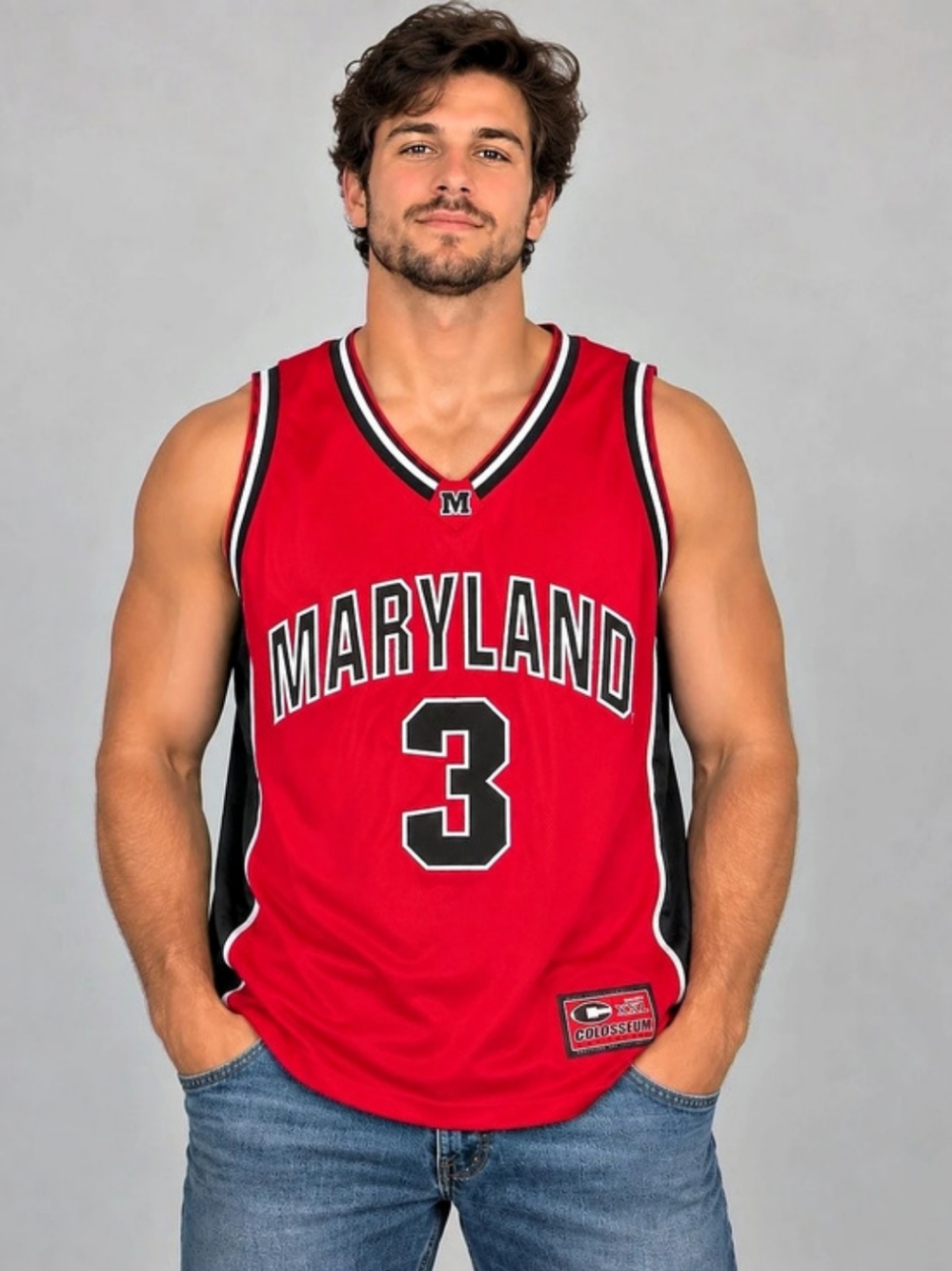 Maryland Terrapins #3 Colosseum Basketball Jersey Men’s XL Red